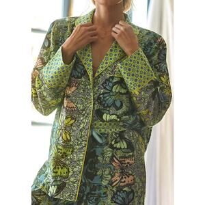 Anthropologie x Alexandra Farmer Secret Garden Pajama Top M Flannel Sleep Shirt